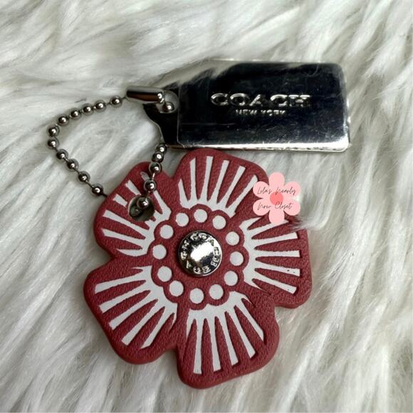 Coach Handbags - 1" COACH Silver Tea Rose Flower Floral Bag Charm Hang Tag